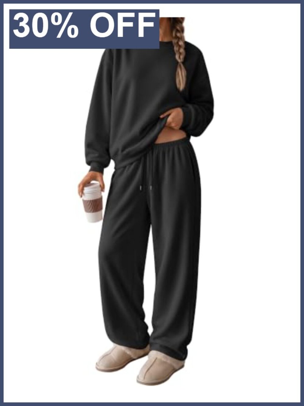 Women 2 Piece Fleece Lounge Set Thermal Sweatsuit Pullover Pants